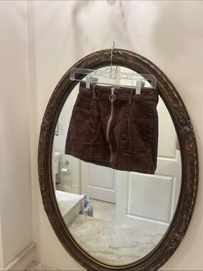 Altar'd State Chocolate Brown Corduroy Zip-Front Mini Skirt